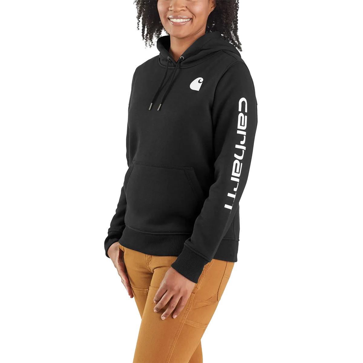 Comfy Mood Trendy Fashion Women's Clarksburg Graphic Sleeve Logo Hooded Sweatshirt
