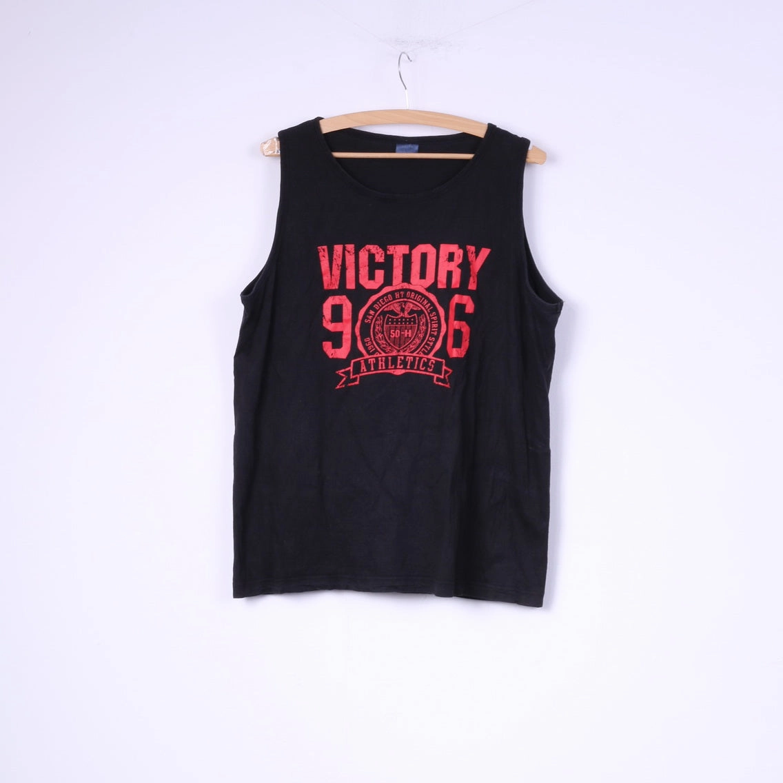 Conte Mancini Men XL Shirt Black Cotton Sleeveless Victory San Diego Tank Top Vest Outdoor Wear