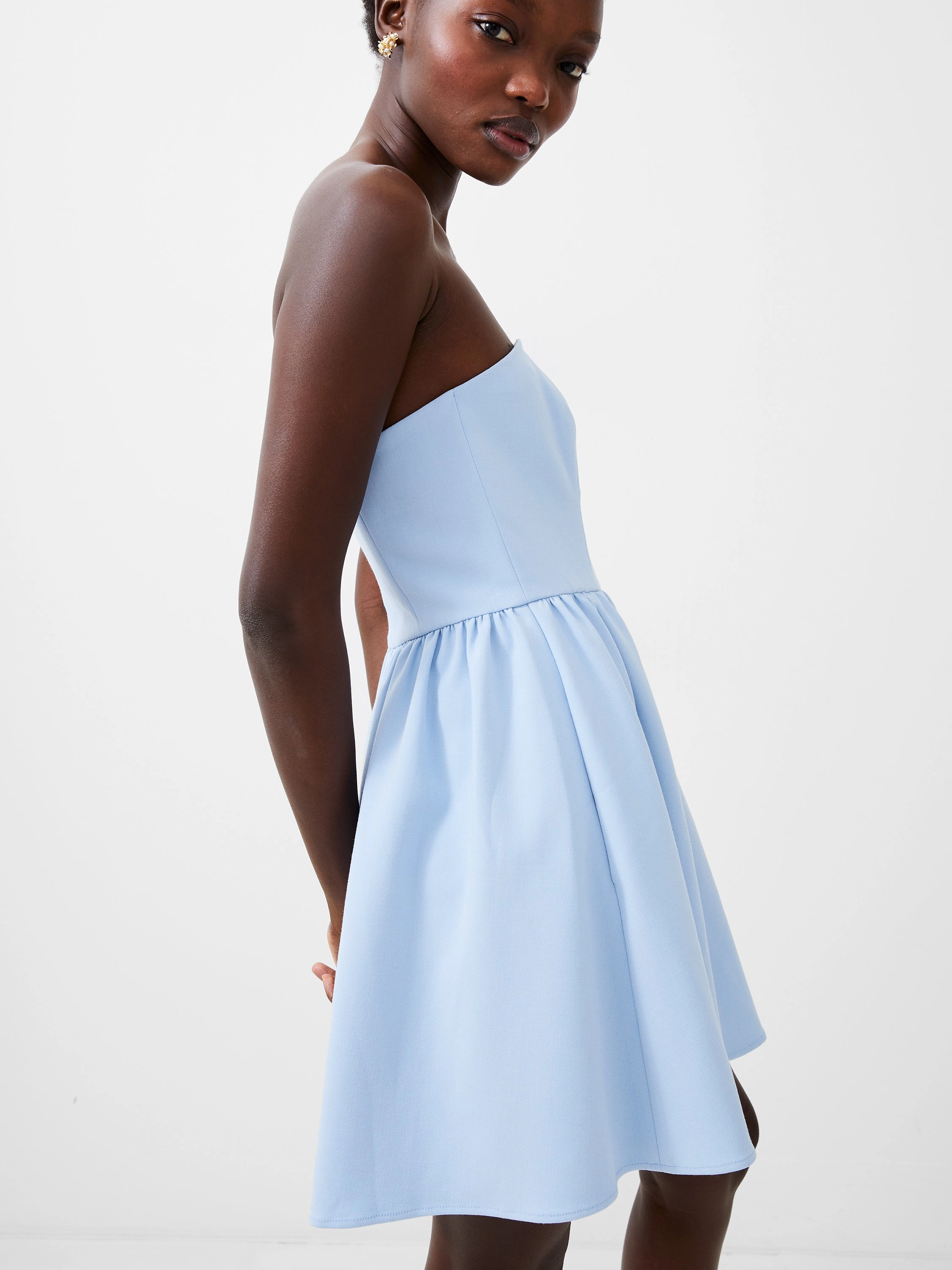 Whisper Strapless Peplum Dress Draped Layer