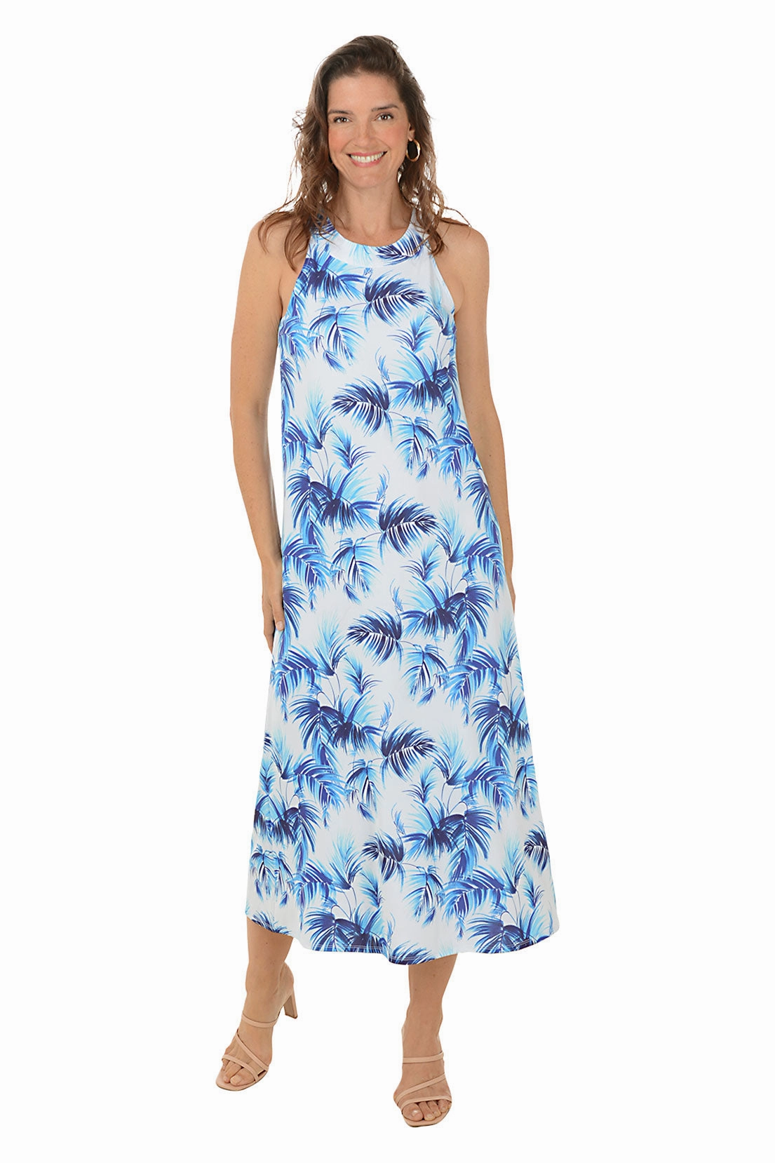 Feather Trees UPF50 Halter Neck Sleeveless Maxi Dress Fit Choice All-Day Fit