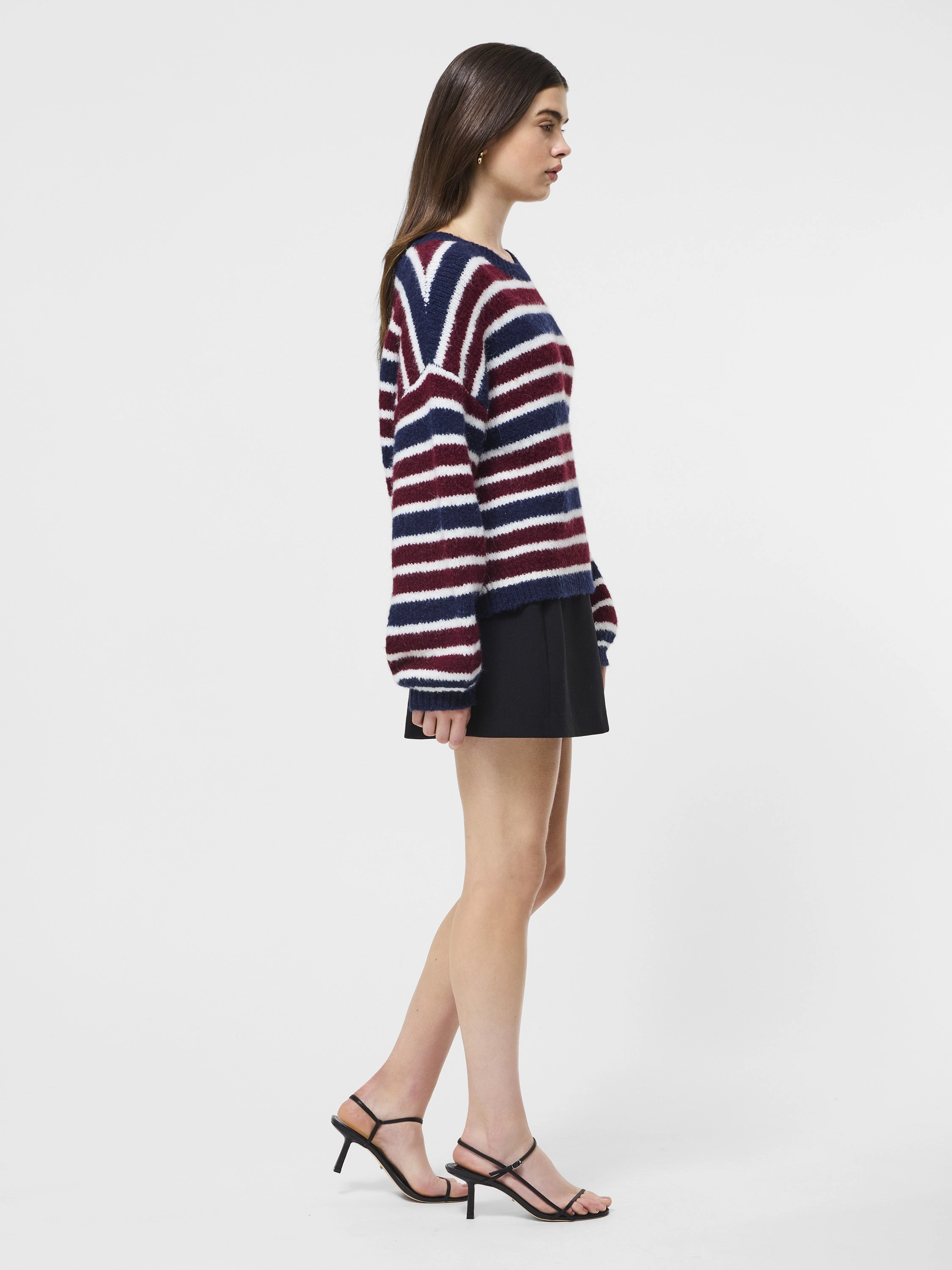 Chunky Alpaca Striped Sweater Versatile Trend Breathable mesh lining