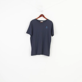 Picnic Diesel Men M T-Shirt Navy Cotton Crew Neck Stretch Vintage Logo Short Sleeve Top