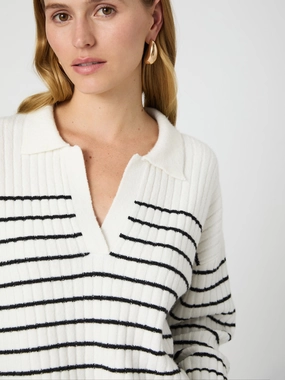 Vhari Collar Longsleeve Stripe Sweater Colorfast Clothing