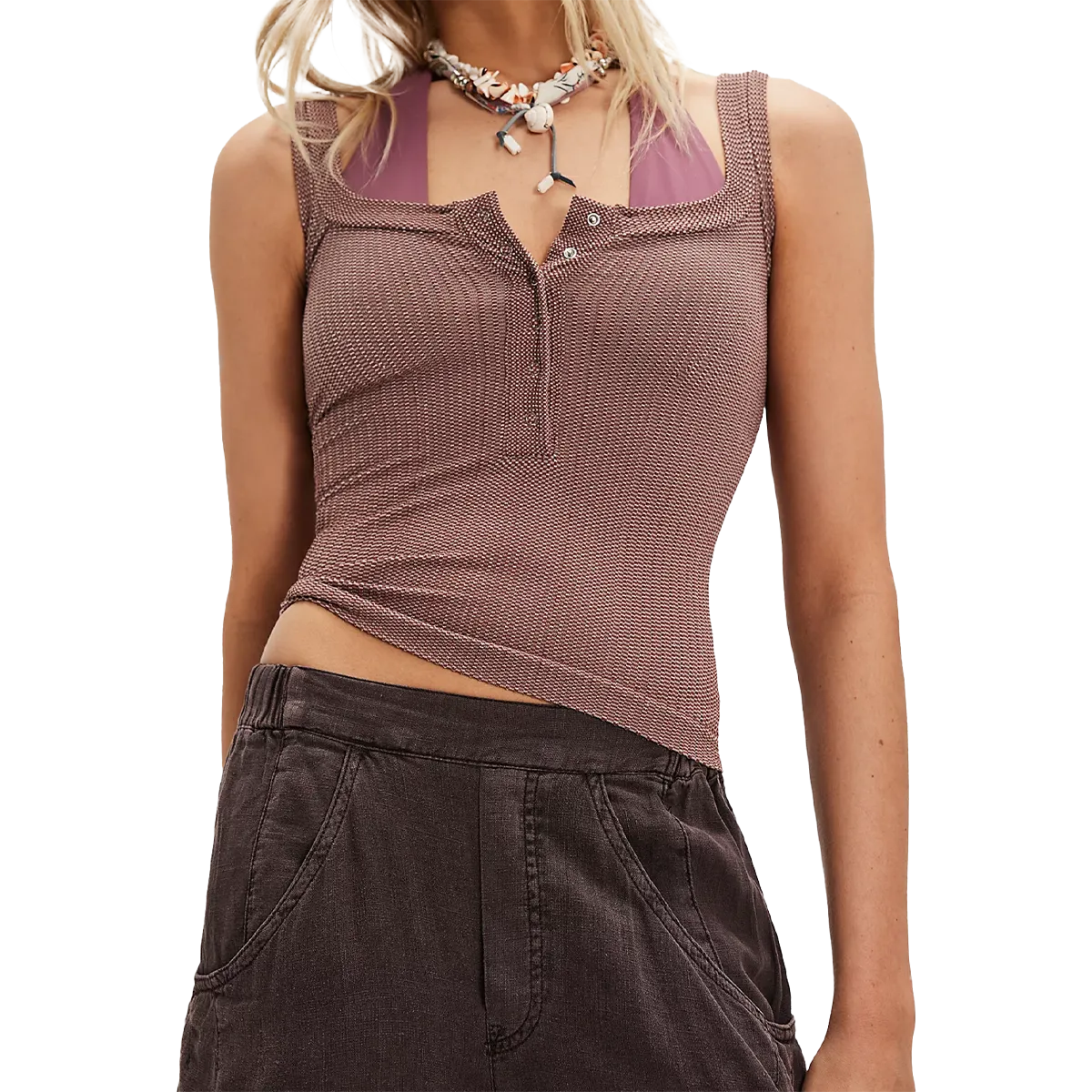 Women's Clean Slate Henley Ribbed collar Modern Fit