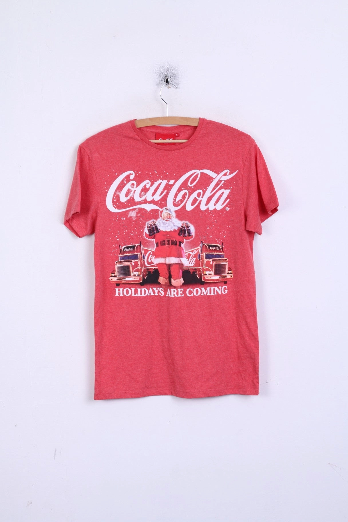 Coca Cola Unisex S T-Shirt Red Santa Crew Neck Cotton Fresh Style Trend Easy Wear Style