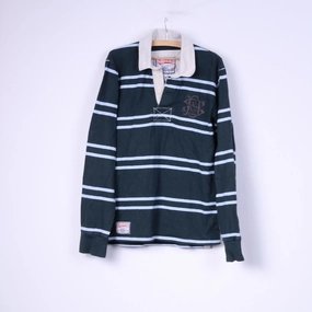 Trendy Design Superdry Men M Polo Shirt Green Vintage Buttons Detailed Striped Cotton Top