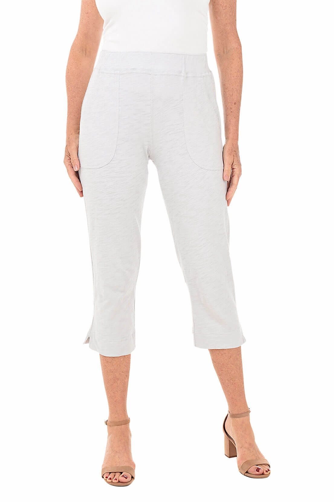 WindResistantMaterial Pull-On Cotton Slub Knit Capri Pant