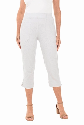 WindResistantMaterial Pull-On Cotton Slub Knit Capri Pant