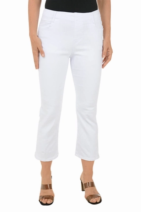 White Sparkle Buttons Denim Crop Pant SlimFit