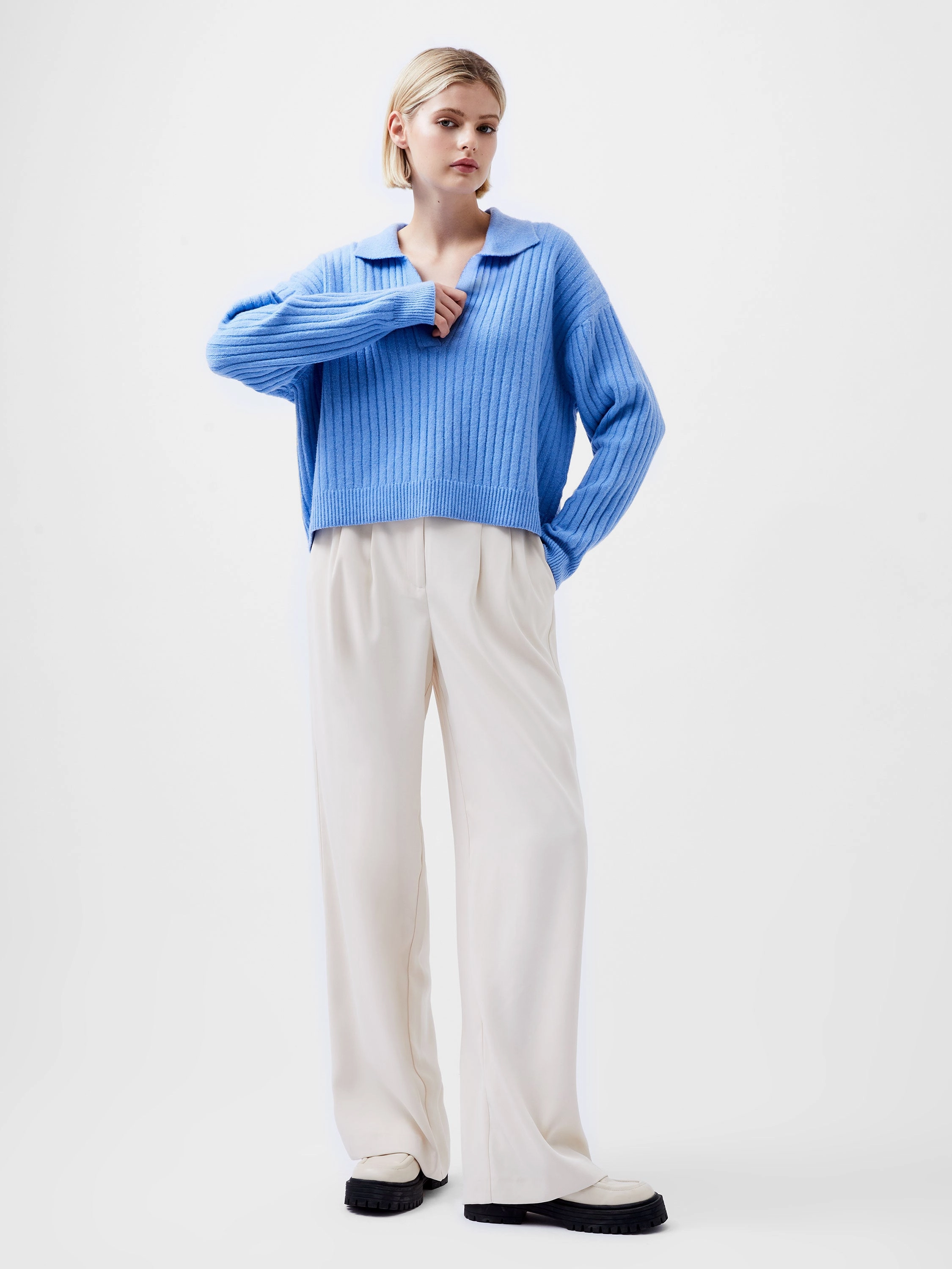 Home Outfit Gentle Fabric Vhari Collar Long Sleeve Sweater