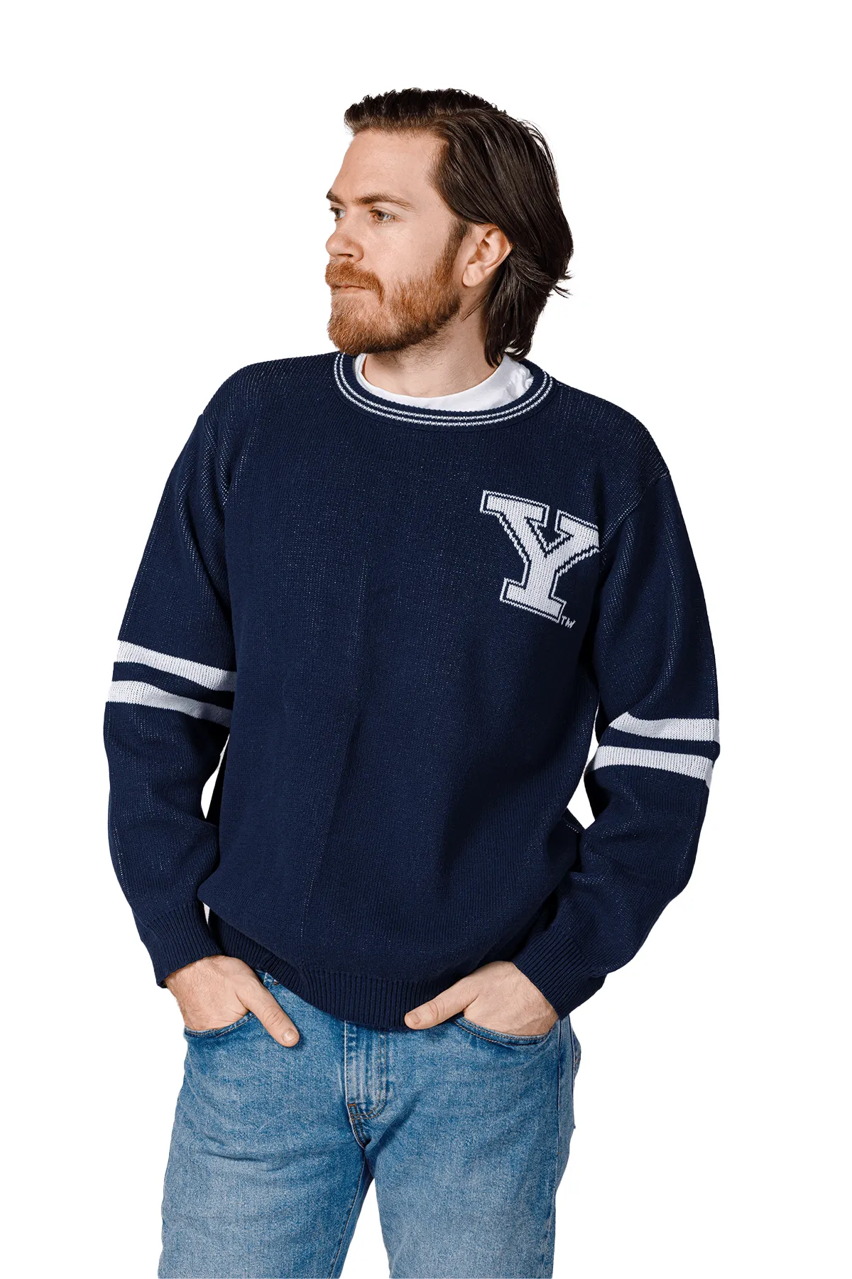 YALE UNISEX KNIT CREW Reinforced Seams Contrast Stitching