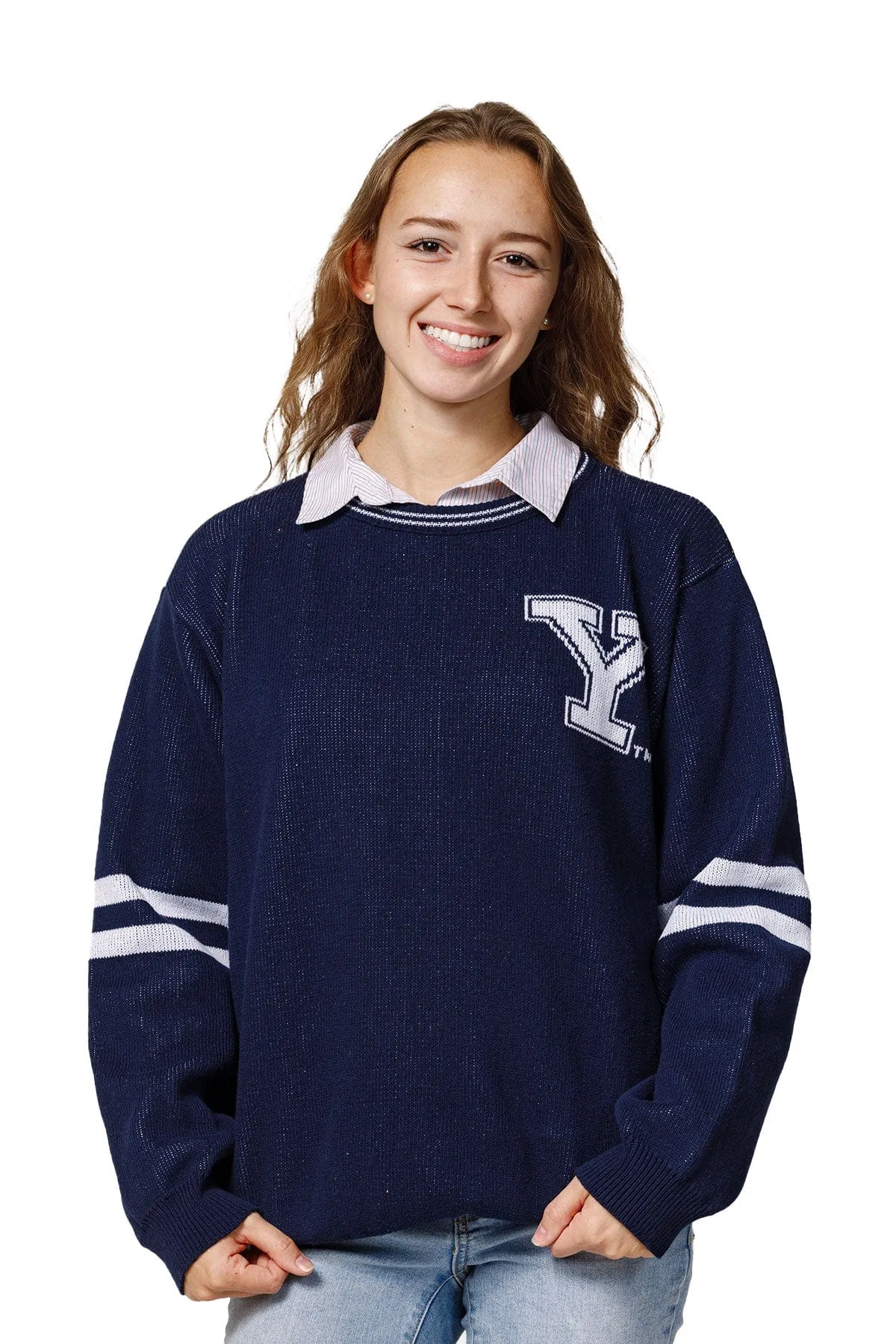 YALE UNISEX KNIT CREW Reinforced Zipper Guard