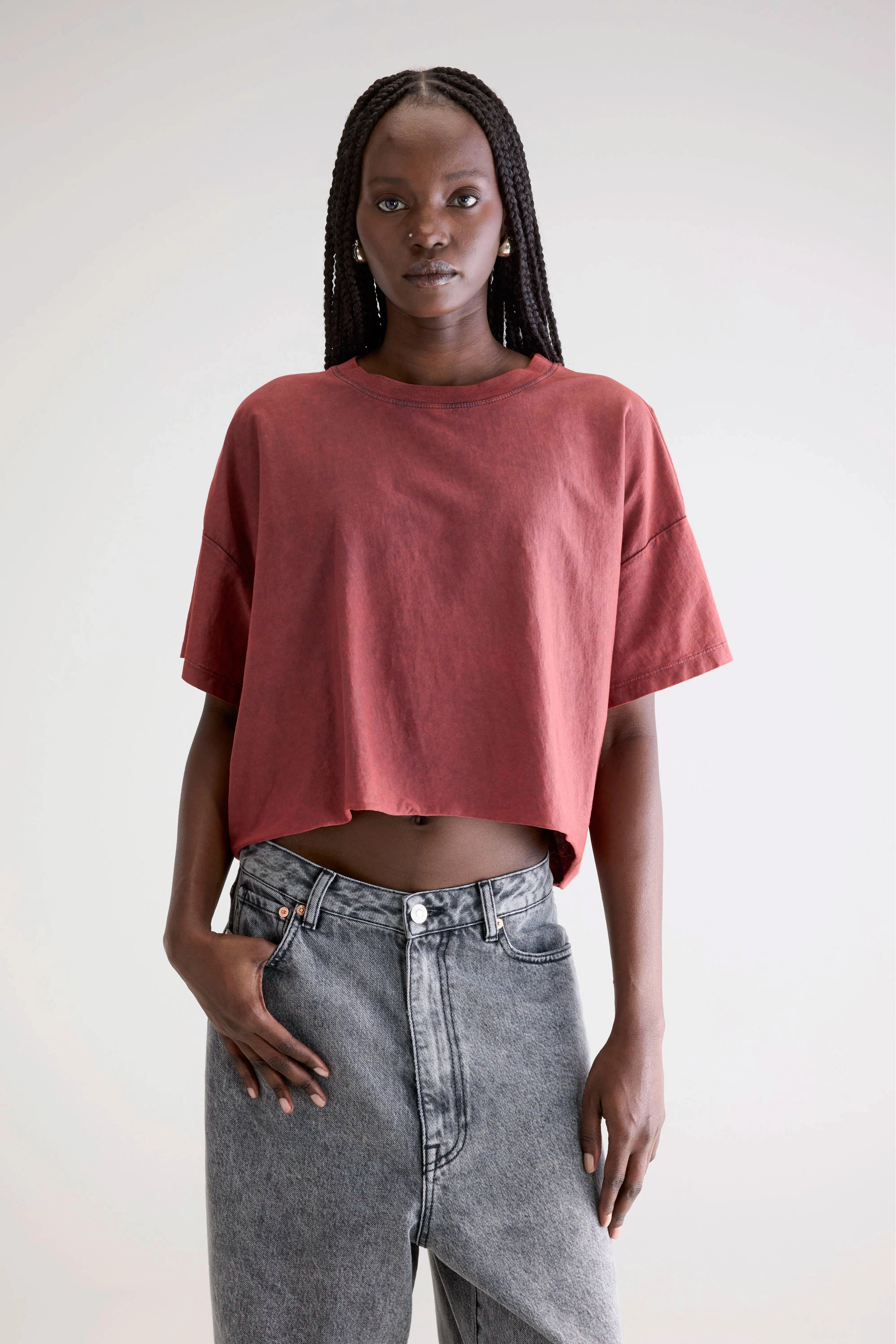 High-Quality Fabric Farpy cropped t-shirt (252 / W / WINE)