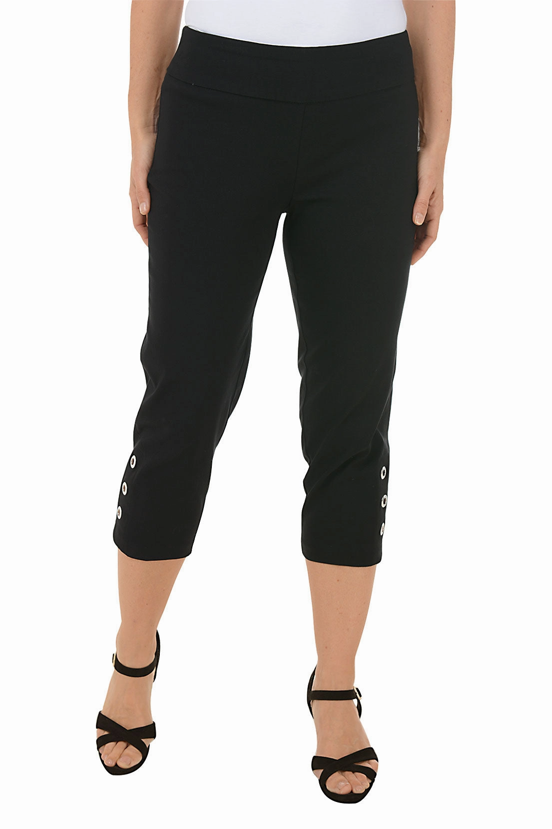 UV Protection Chilly Weather Fit Petite Grommet Hem Pull-On Crop Pant