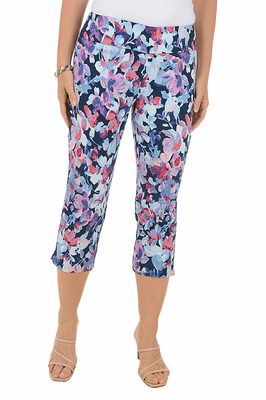Petite Ruby Orchids Pull-On Crop Pant Comfort Design
