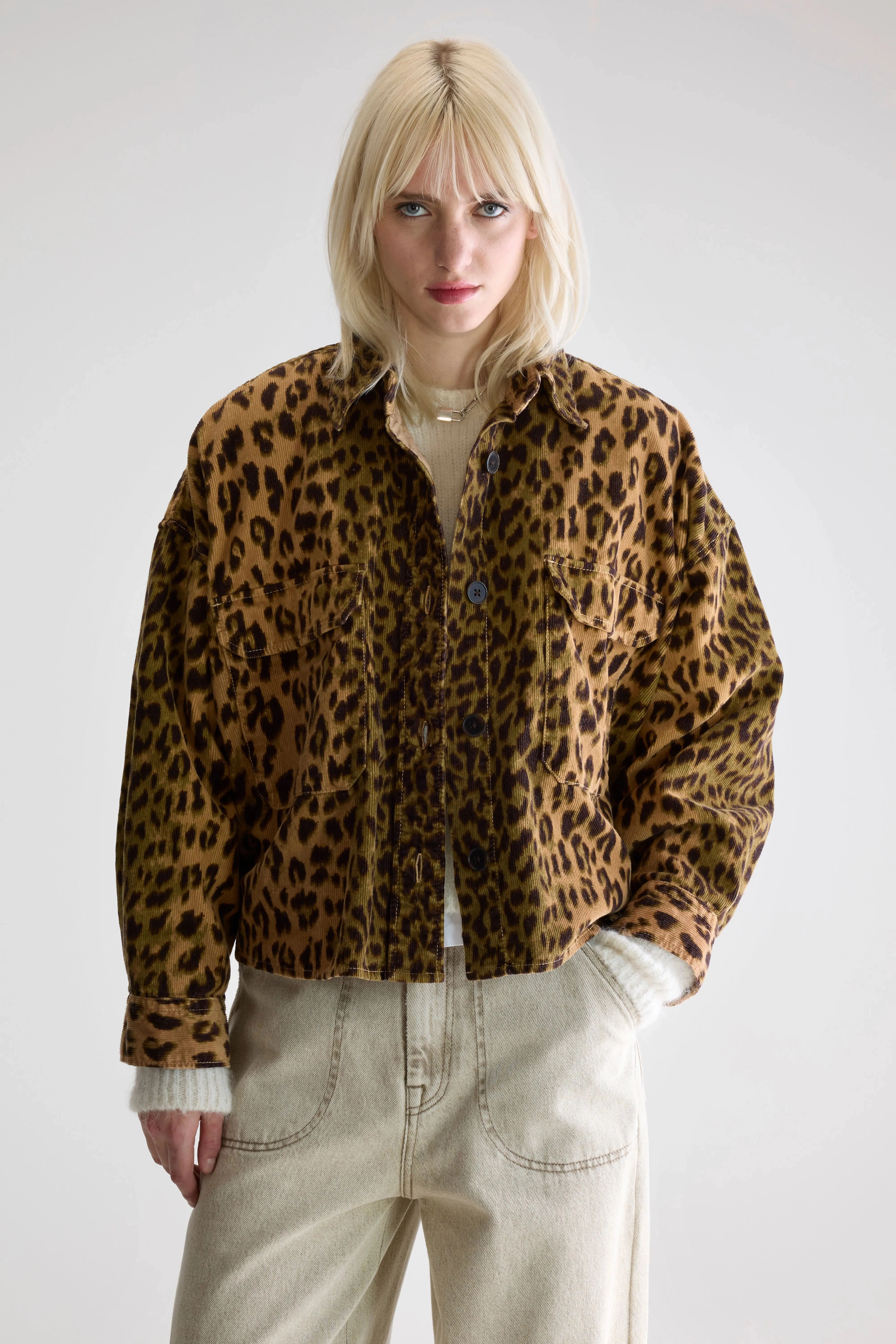 Wind Resistant Long Length Wyat leopard overshirt (252 / W / COMBO B)
