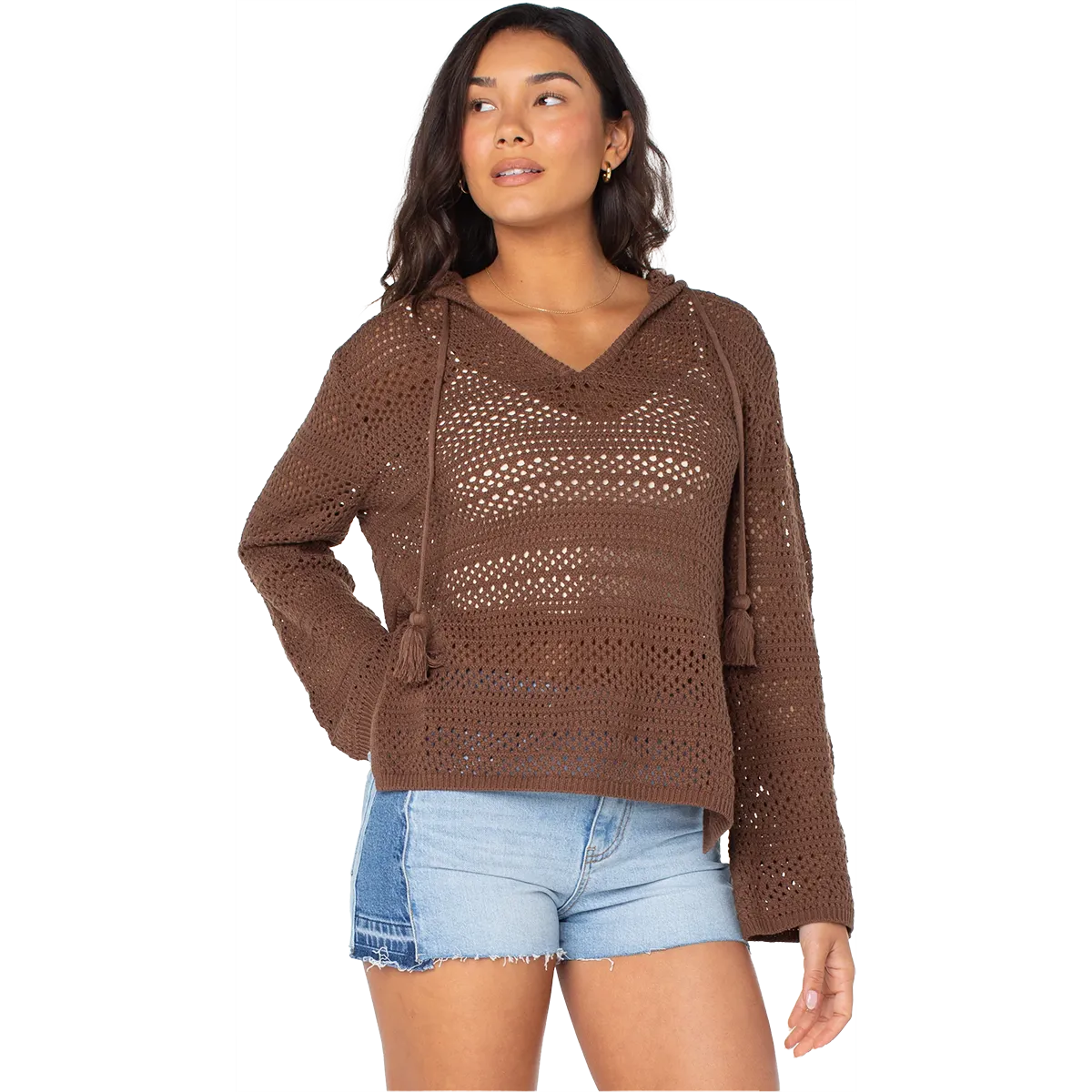 Relaxed Fit Hoodie Lightweight Design Women's Hiipie Love Solid