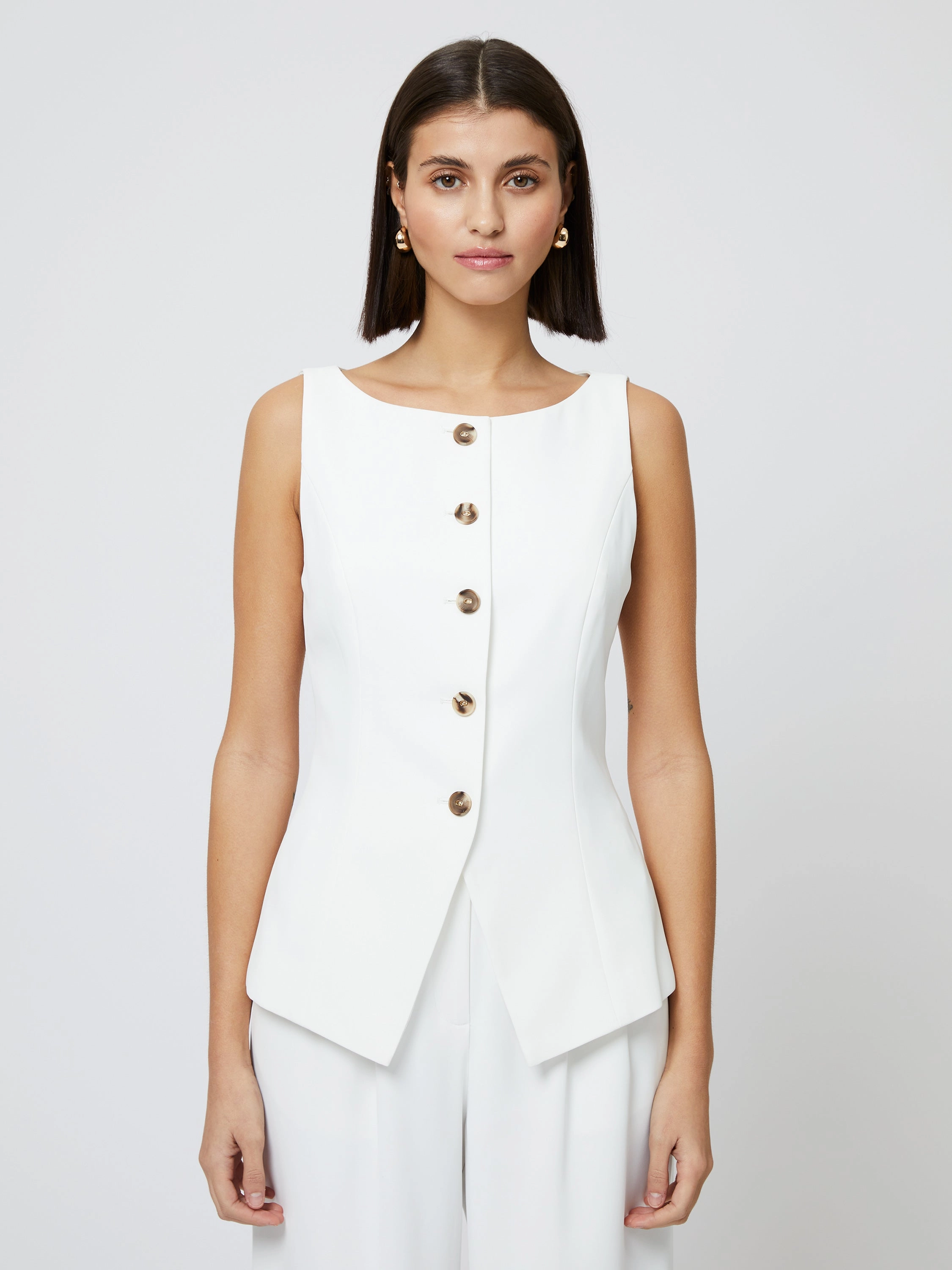 monochrome Glam Touch Harry Suiting Waistcoat Top