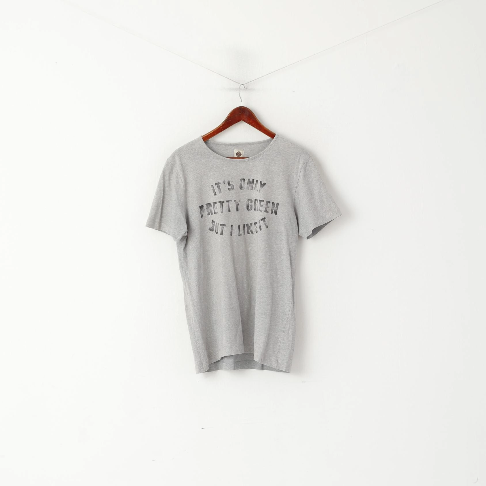 Sporty Vibe Versatile Outfit Pretty Green Men M Shirt Gray Cotton Crew Neck Graphic Funny Top