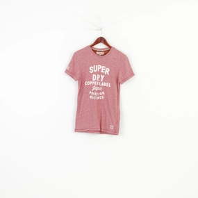 Slim Waist Sleep Superdry Men S T-Shirt Crew Neck Red  Detailers Cotton Vintage Top