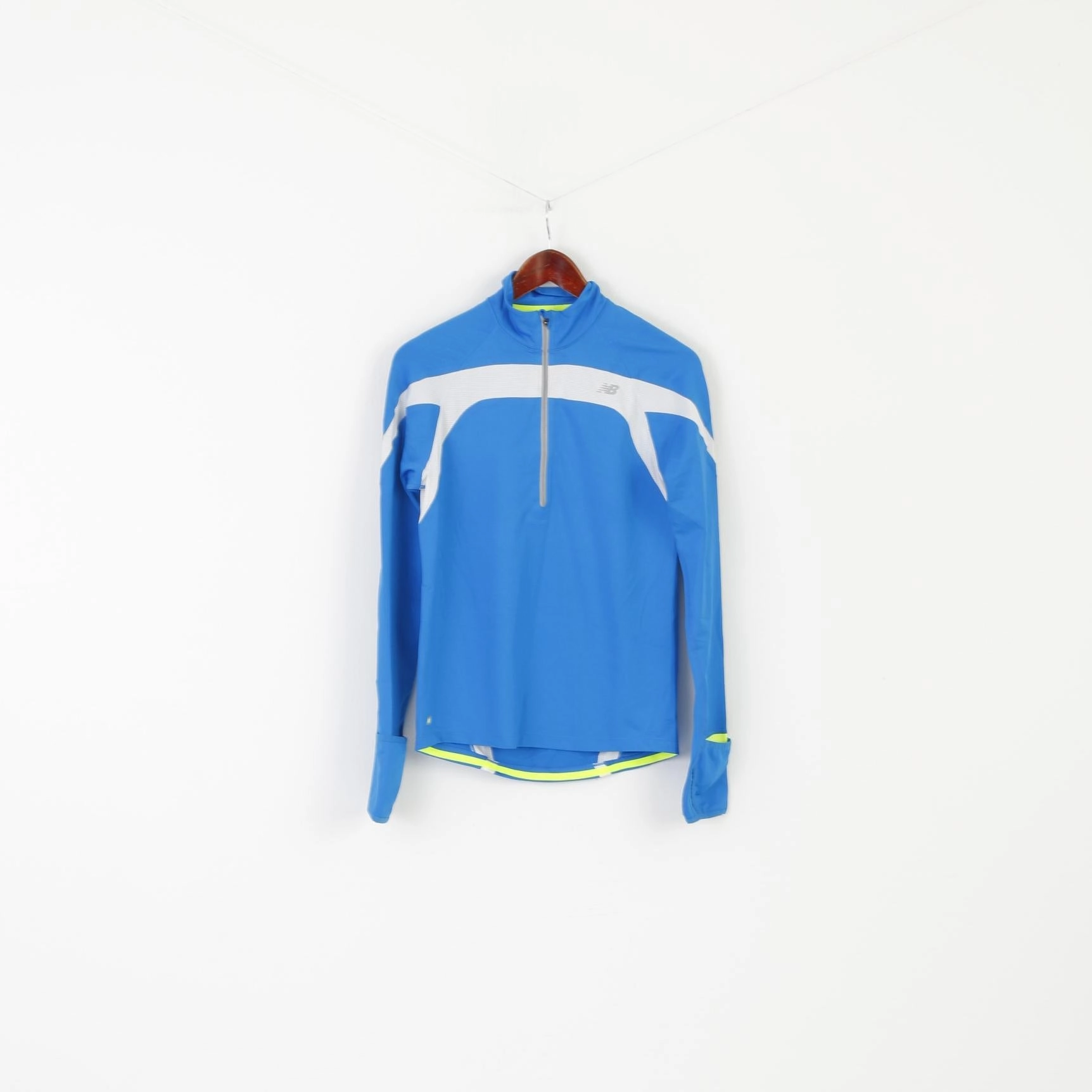 DoubleLayeredCollar Gym clothing New Balance Men XS Shirt Blue Run Sportswear Long Sleeve  Zip Neck Top