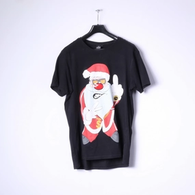 Coolcat Mens XL T- Shirt Black Cotton Graphic Sanda Shiny Nose Top Comfy Fit