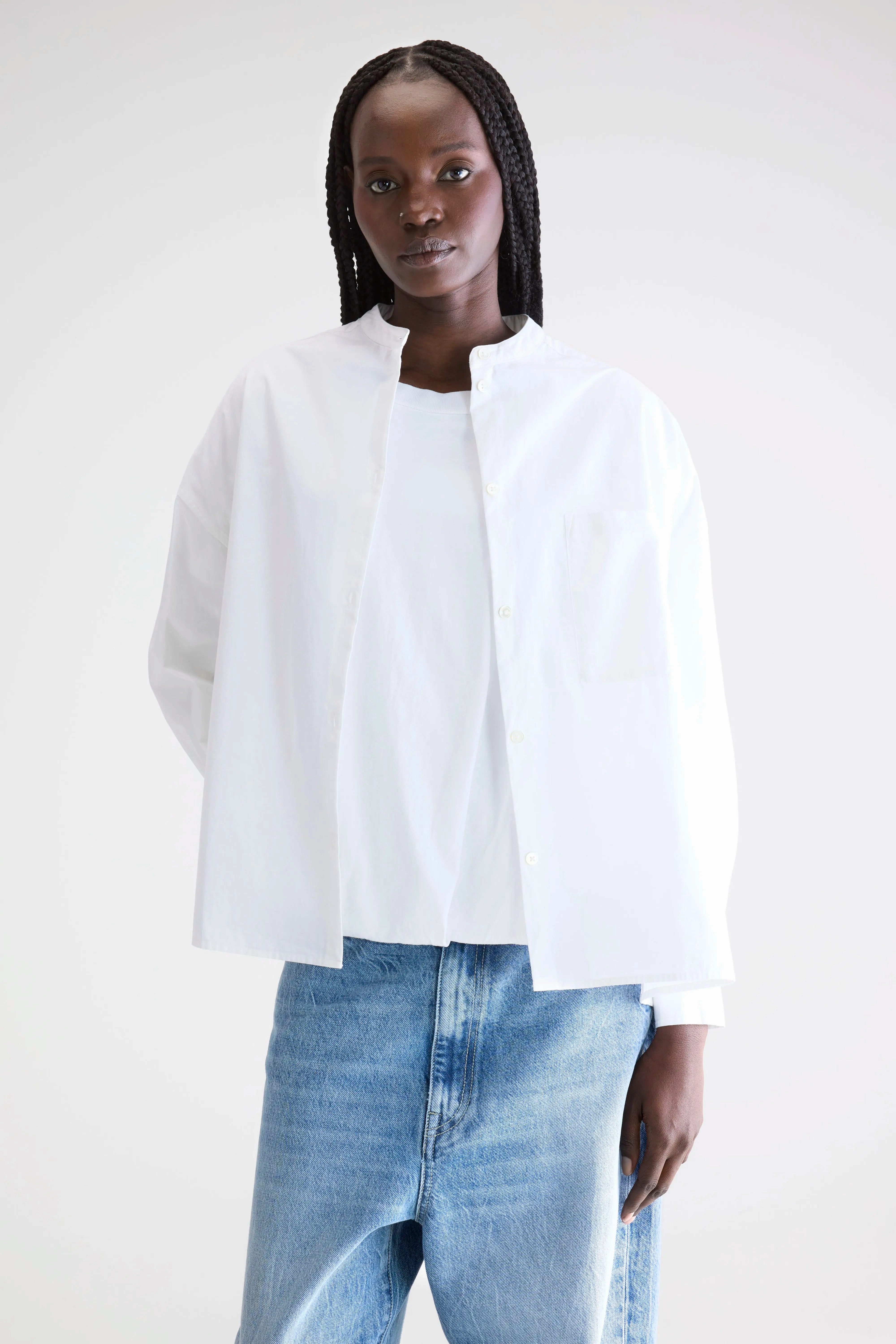 stud accents Gorky poplin shirt (252 / W / WHITE)