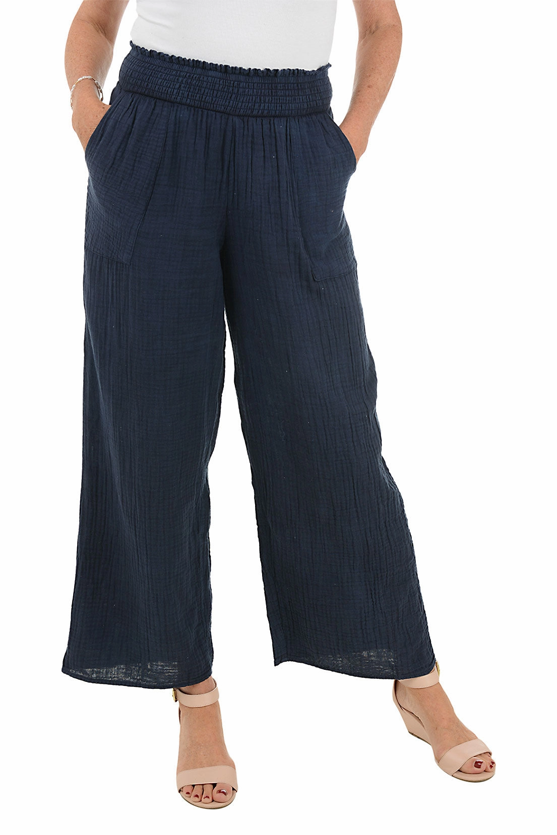 Cotton Gauze Wide Leg Lounge Pant Tall Length