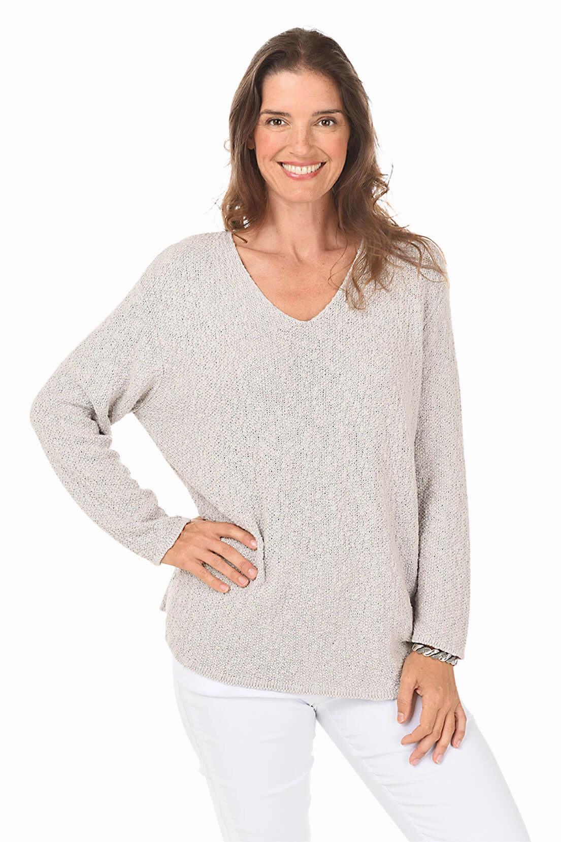 Seasonal Layer Cotton V-Neck Long Sleeve Sweater