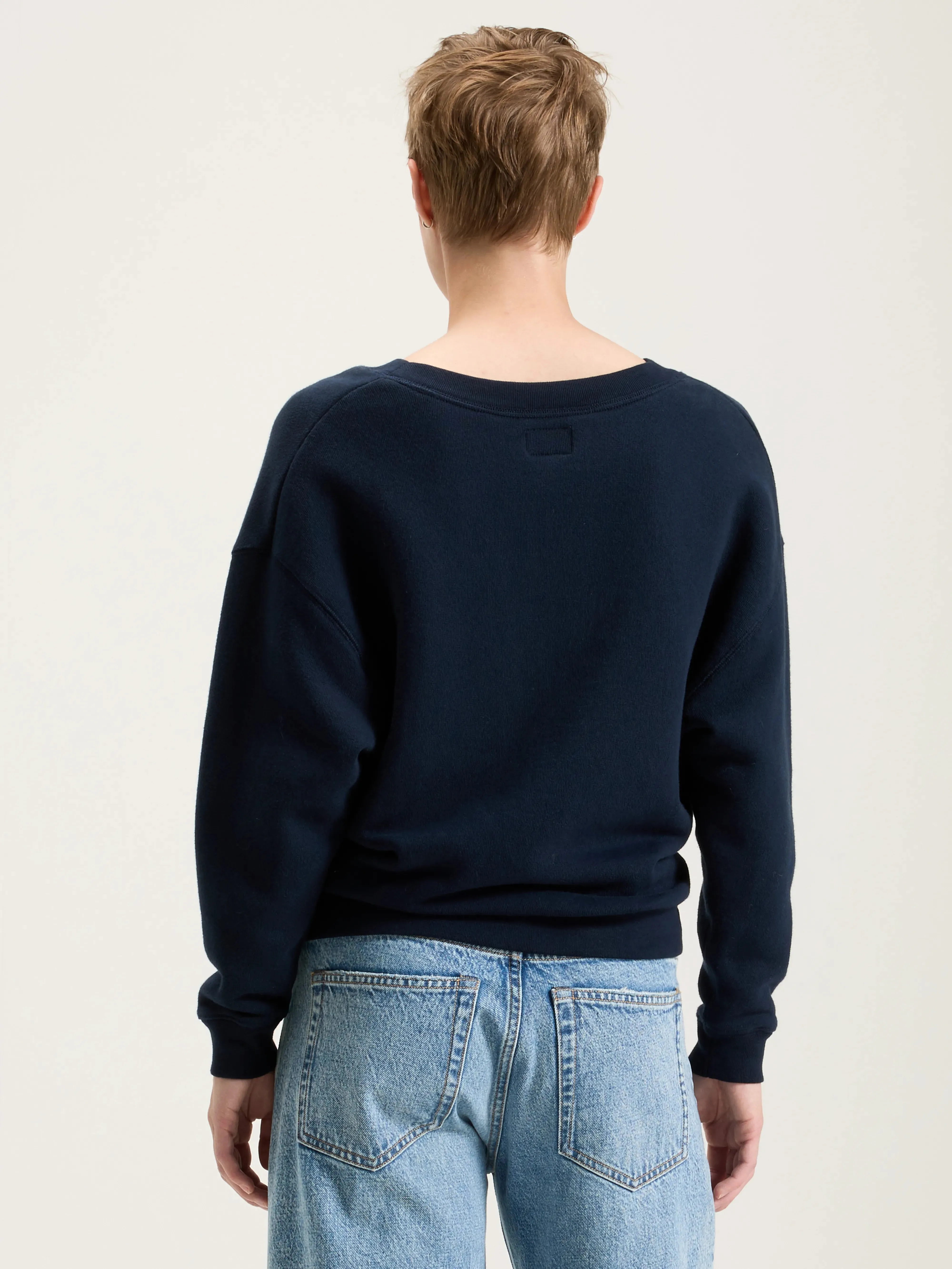 Fellow v-neck sweatshirt (242 / W / NAVY) Kangaroo Pocket Style