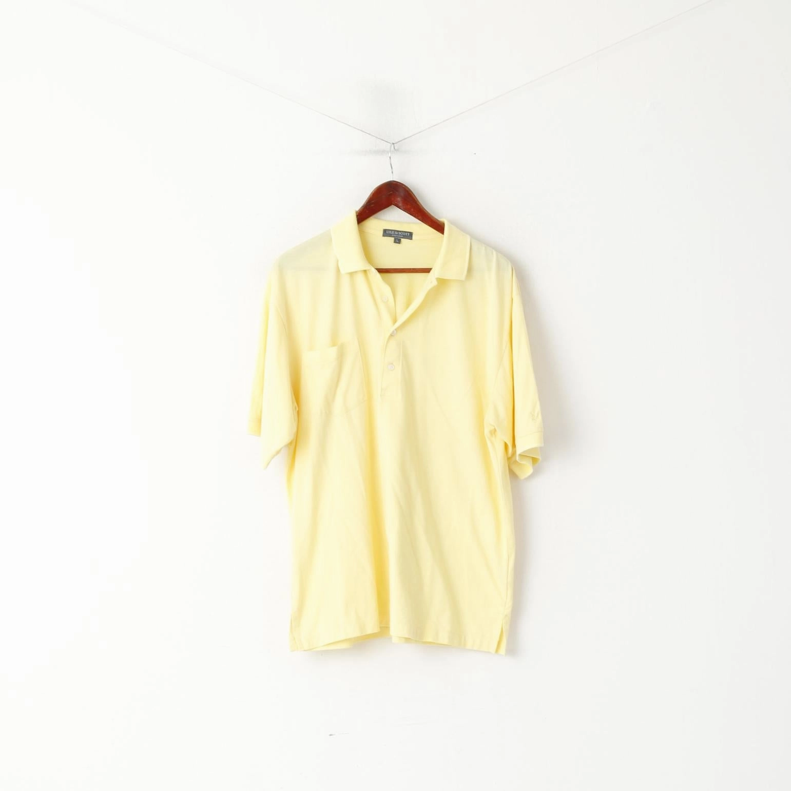 safe for skin Clean Cut Lyle & Scott Scotland Men L Polo Shirt Yellow Cotton Detailed Buttons Short Sleeve Top