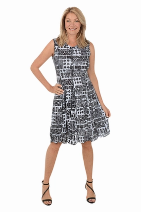 Casual Style Elegant Piece Dominoes Paneled Sleeveless Crinkle Dress