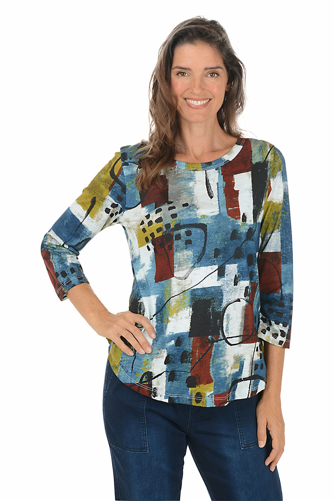 Lumina Slub Knit Curved Hem Top Winter Layering