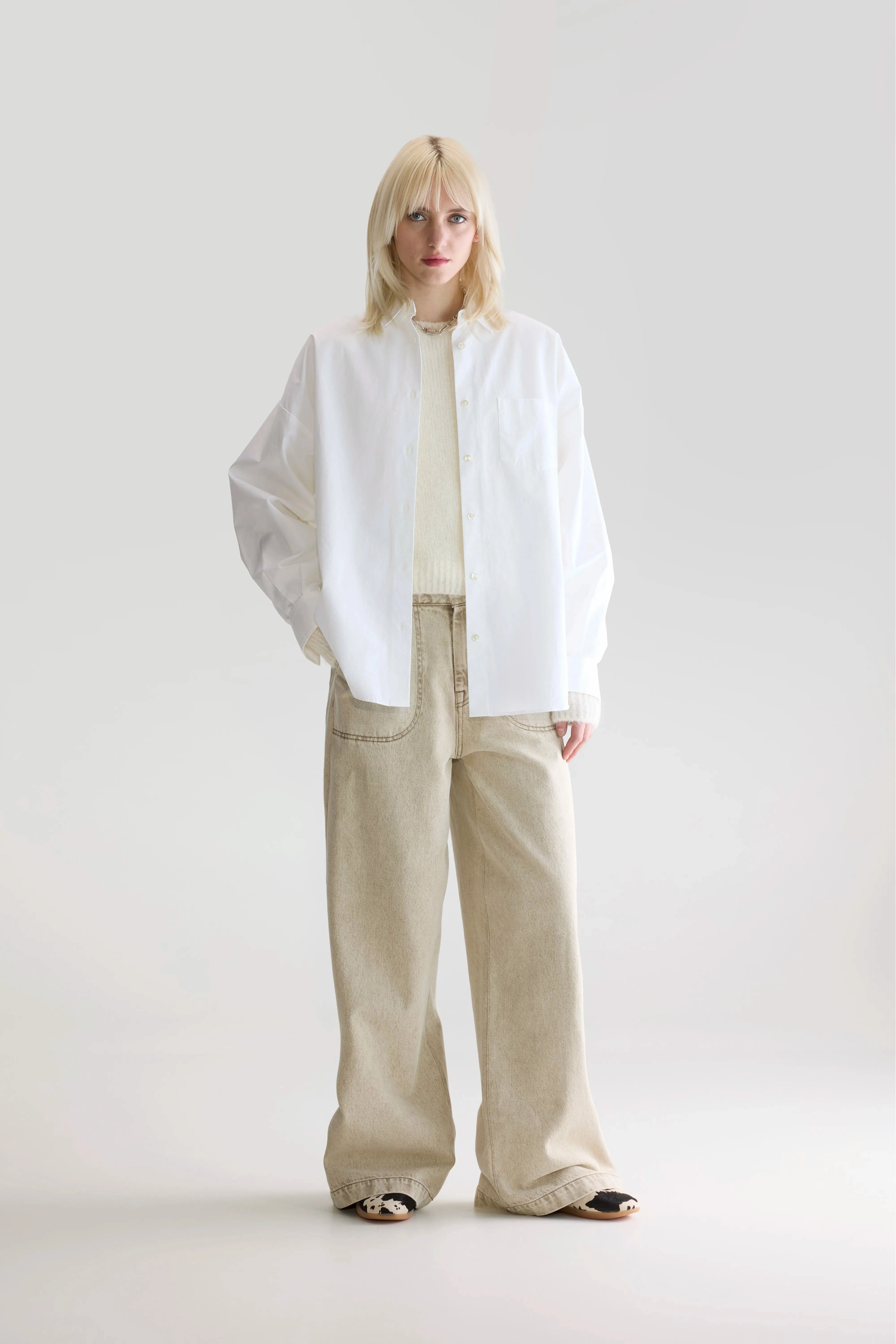 Cozy Clothing Style product luxury factor Giorgia poplin shirt (252 / W / WHITE)