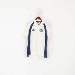 Breathable Cotton Fabric Easy Wear Style Canterbury Men XL Polo Shirt Cream C.C, Dunfermline Football Vintage Jersey Top