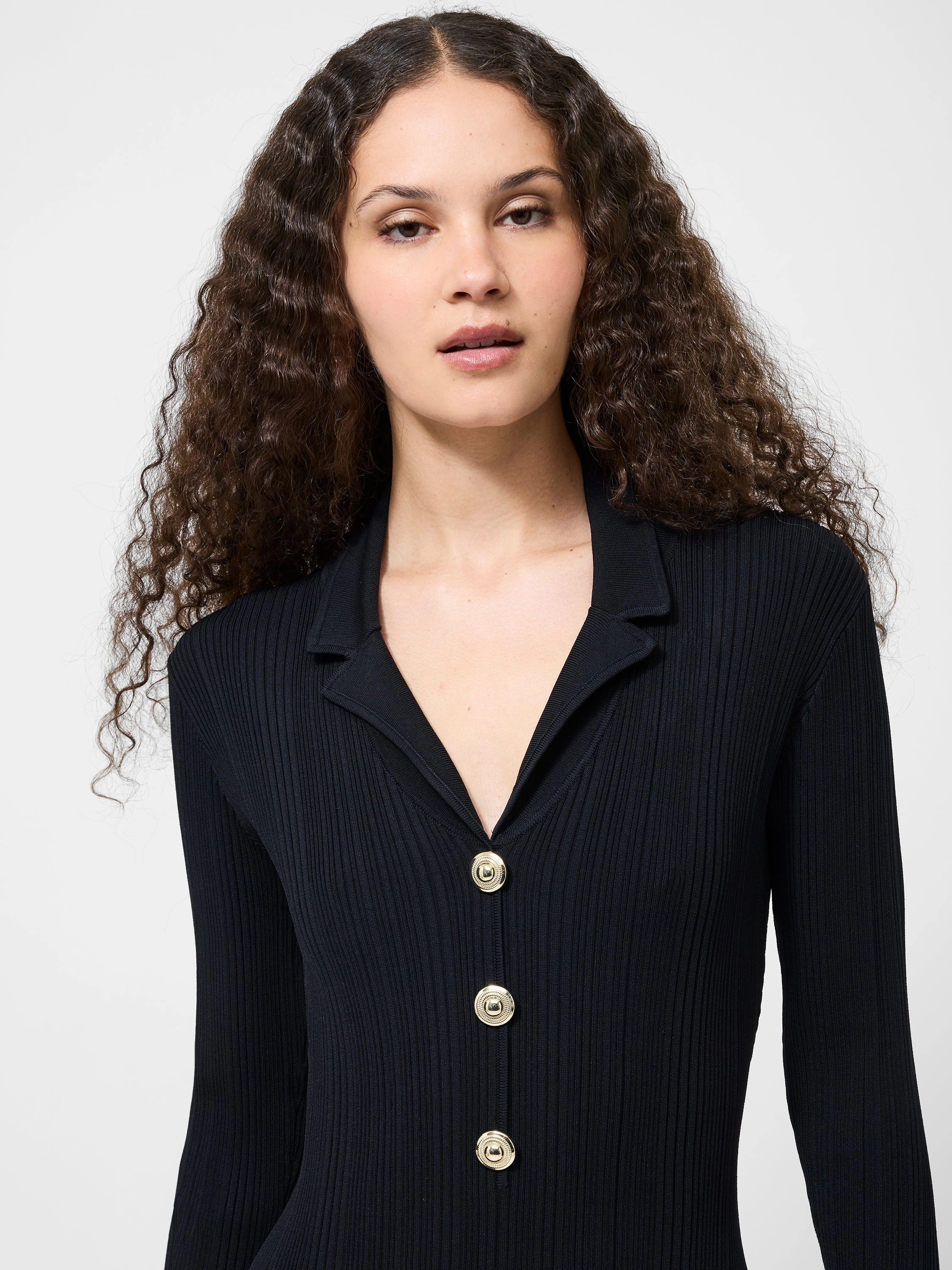 Crinkle Knit Maxi Dress Collared Work Comfort