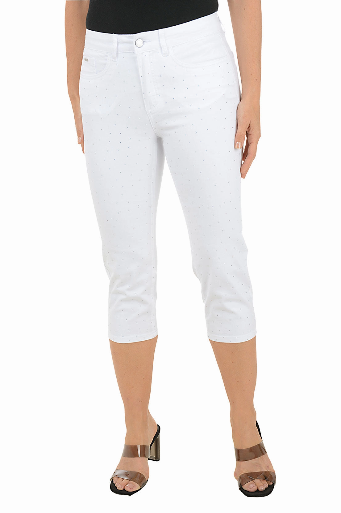 Crystal Denim Capri Pant Active Wear WrinkleFreeFinish