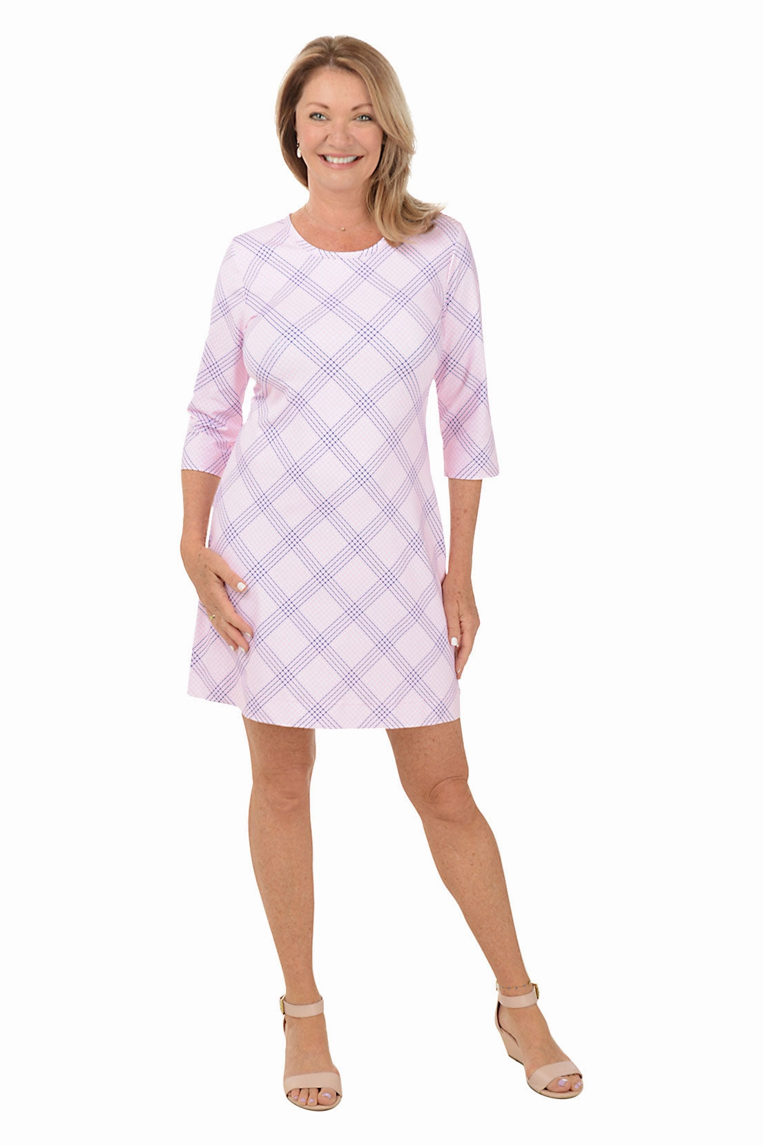 Pink Gingham UPF50  Travel Dress Moment Soft