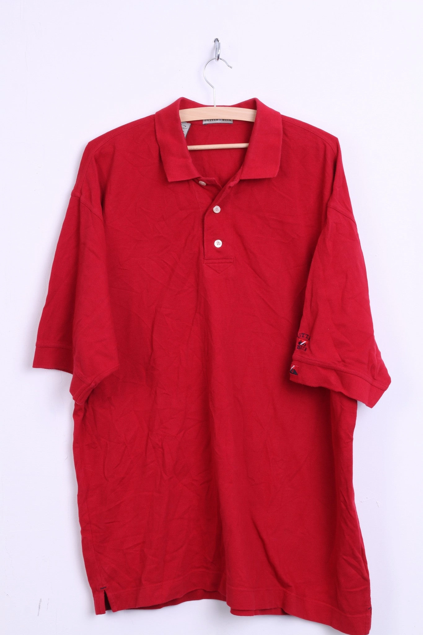 Cutter & Buck Mens XL Polo Shirt Red Cotton Top Jersey Big & Tall Sport Performance