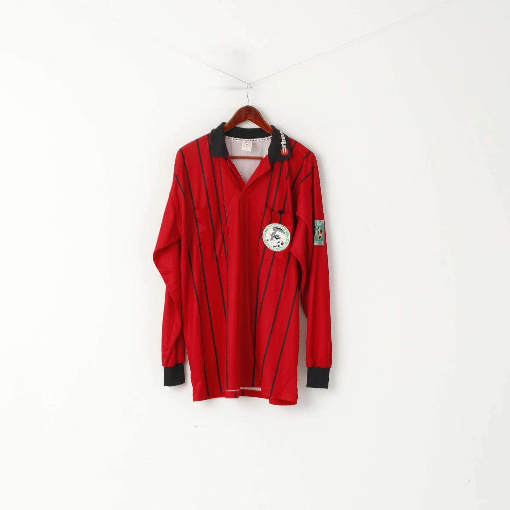 Erima Men XXL Polo Shirt Red Vintage Schiedsrichter Niederrhein E.V. Football Jersey Top Elegant Detail