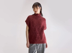 Breathable Lining Darti Sweater Vest (252 / W / WINE)