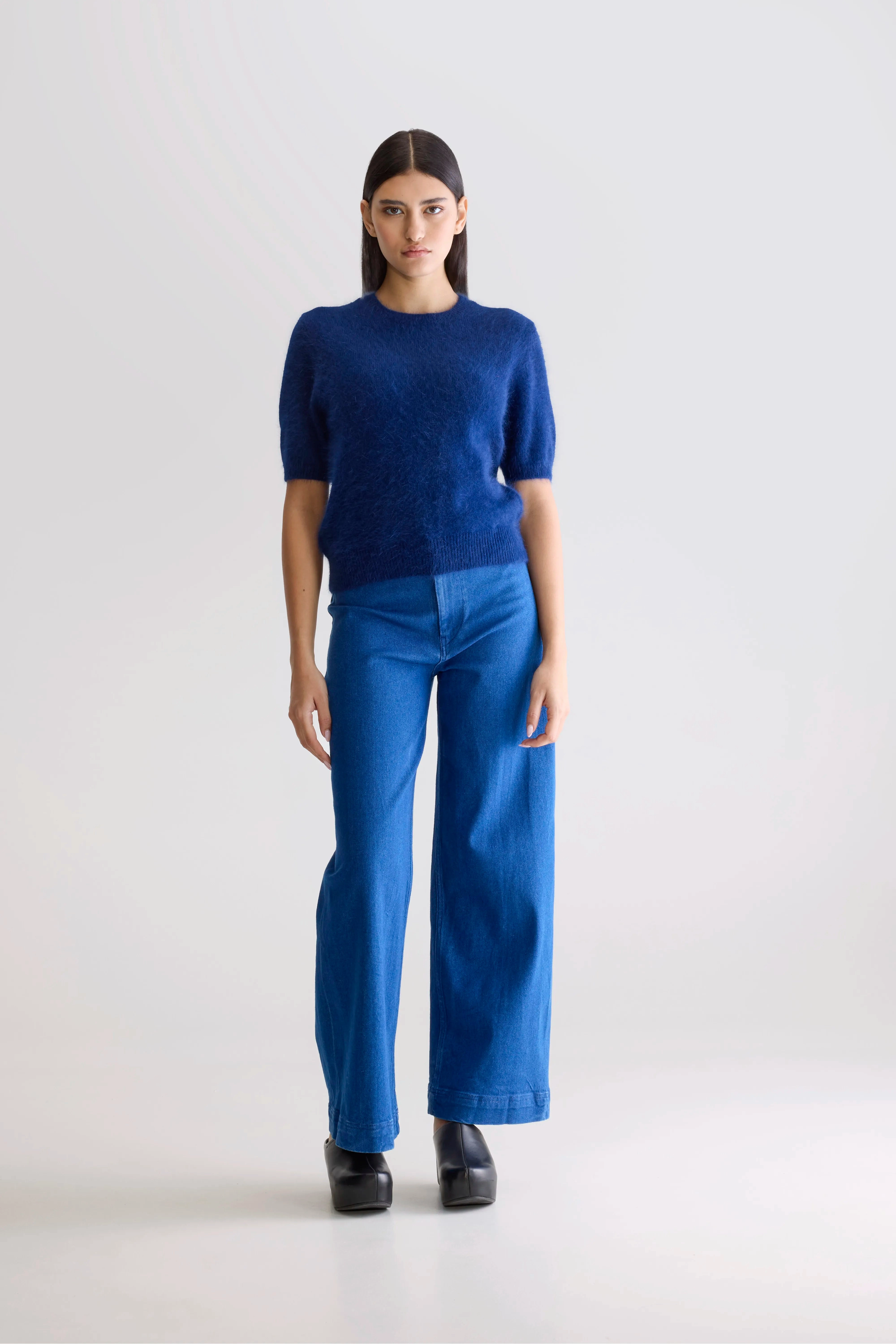 Ribbed Knit Durable Reinforced Hems Datad angora-blend sweater (252 / W / WORKER)