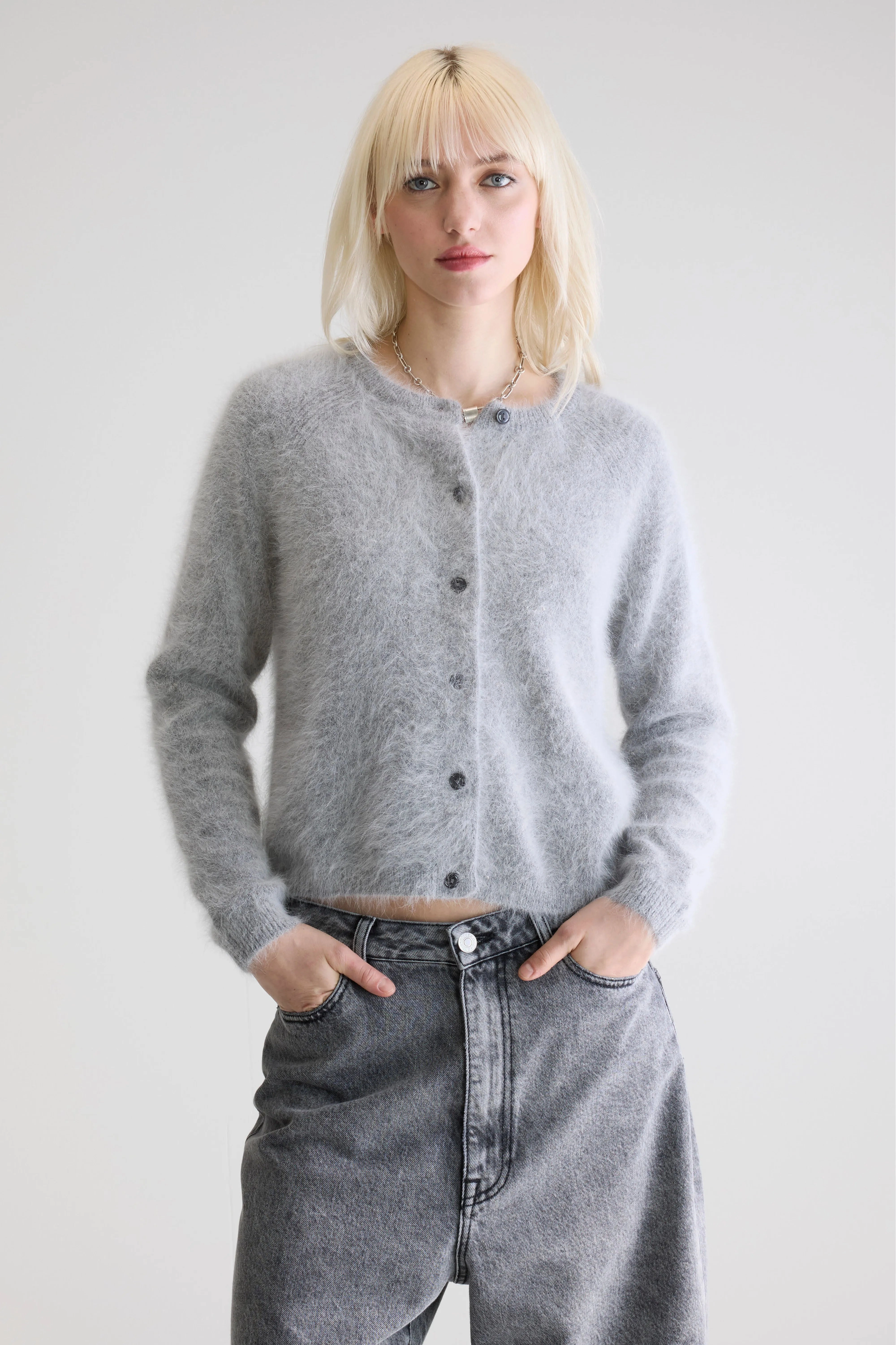 Modern Basic Datair angora-blend cardigan (252 / W / H. GREY)