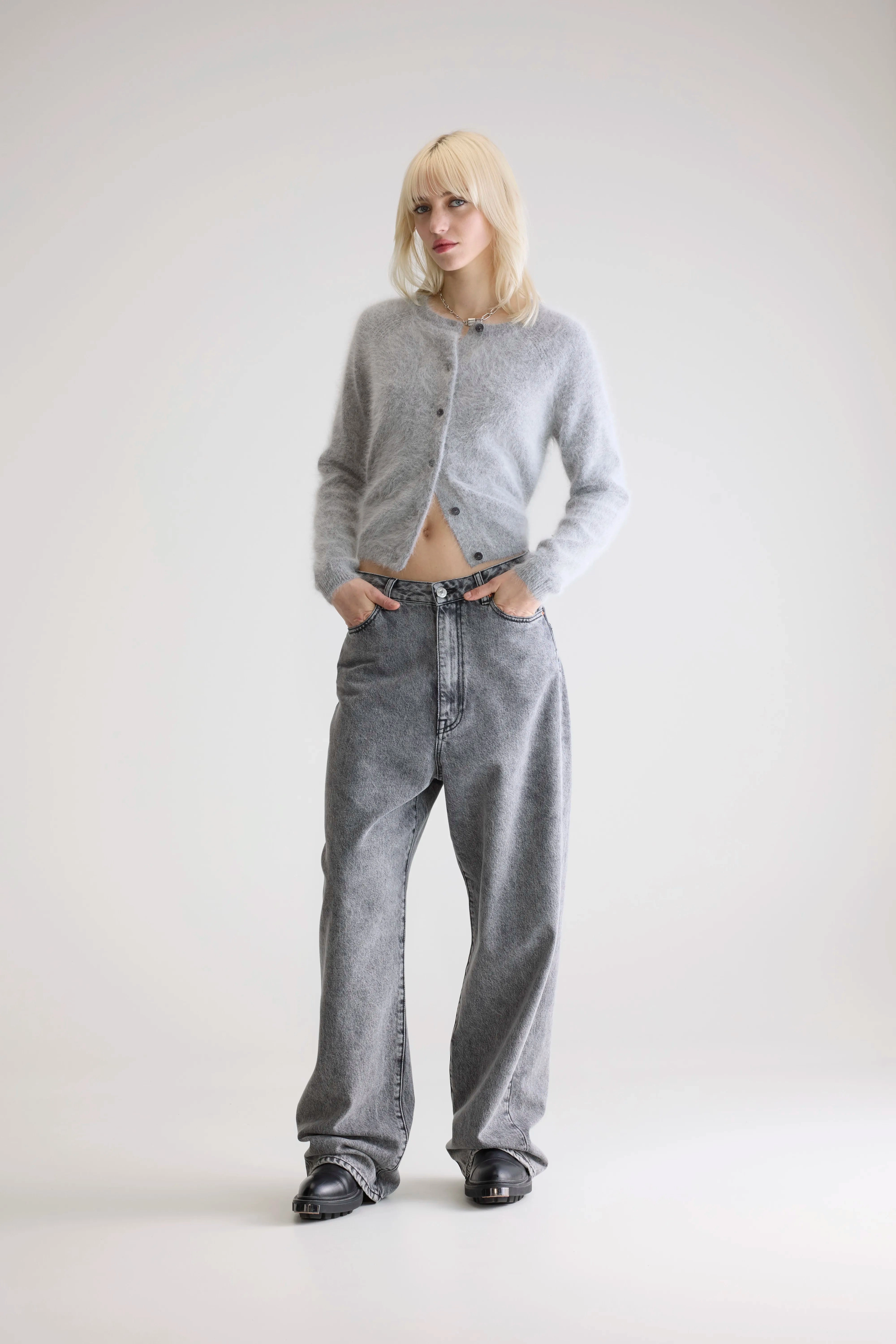 Datair angora-blend cardigan (252 / W / H. GREY) Seasonless Style