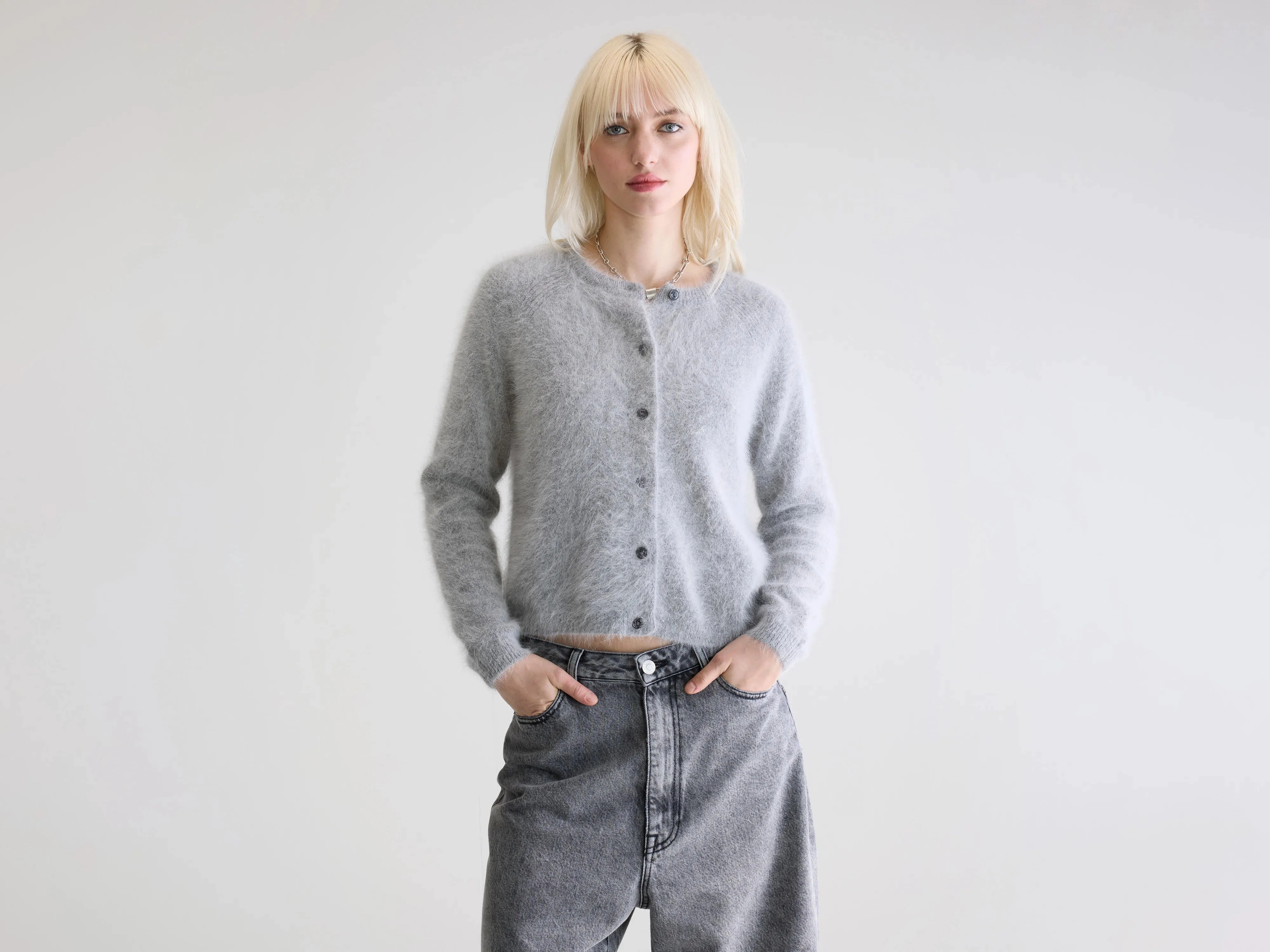 Datair angora-blend cardigan (252 / W / H. GREY) Relax Fit