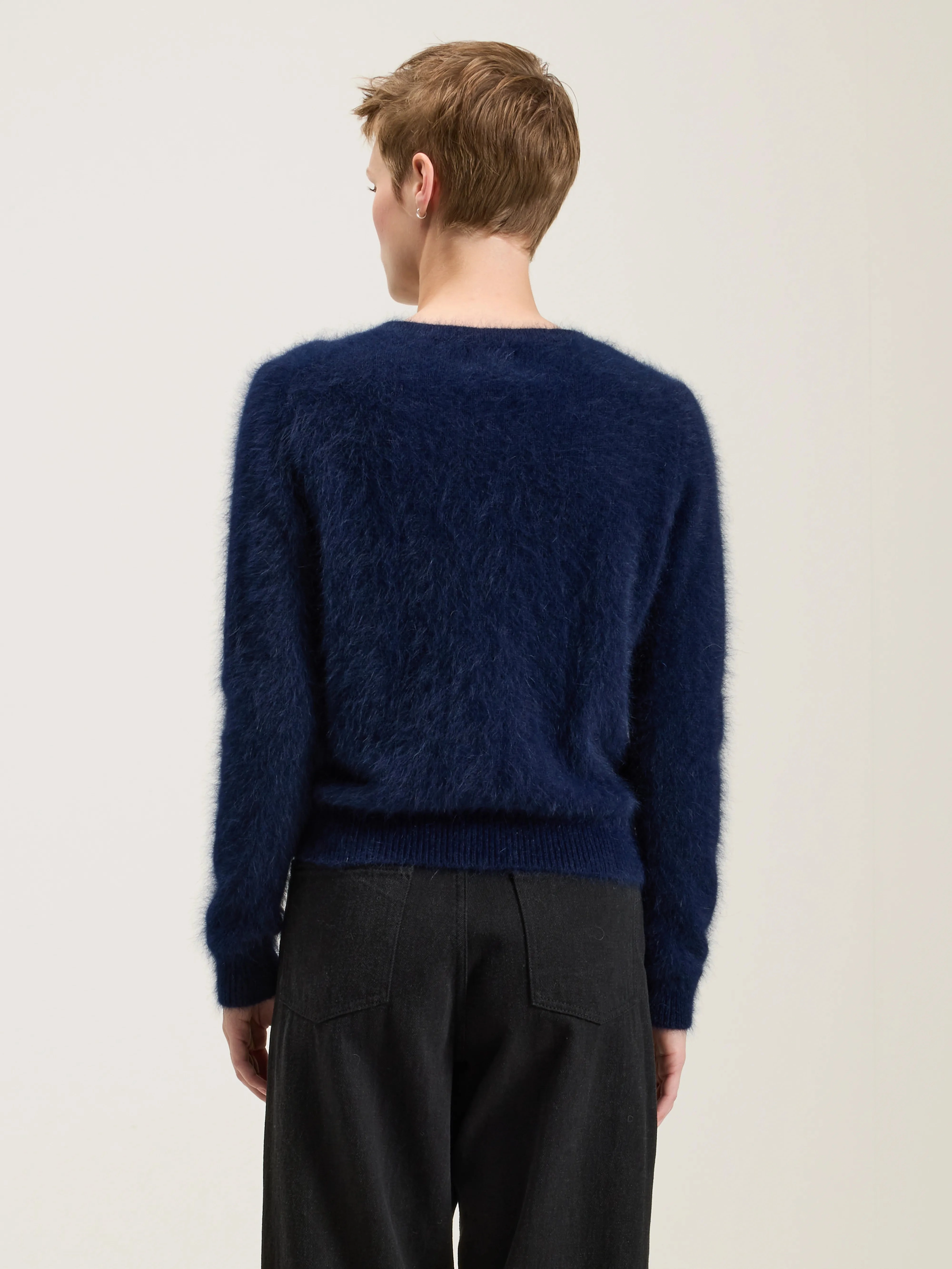 Datti angora-blend sweater (242 / W / NAVY) Natural Fiber Construction Elastic hemline