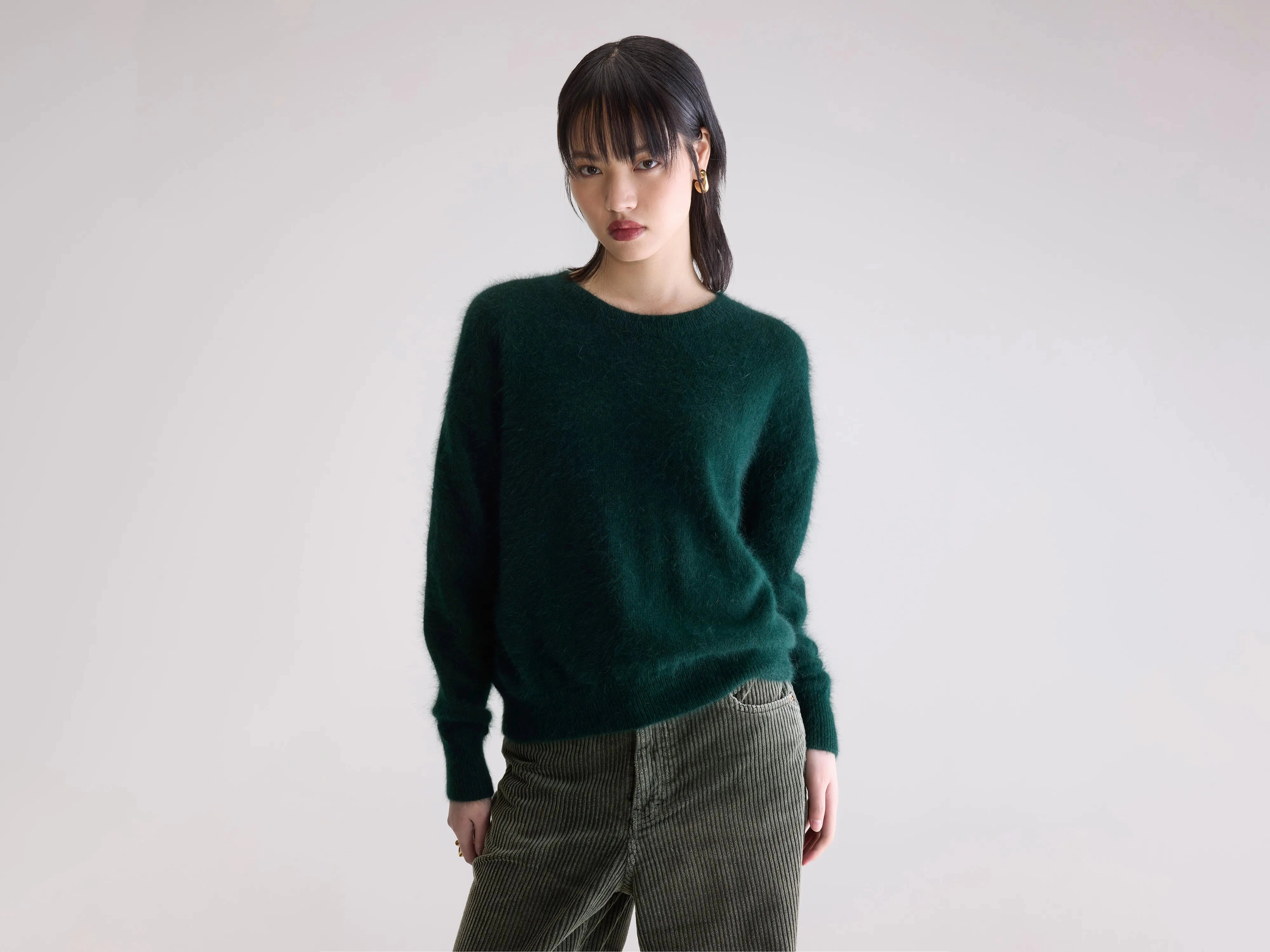 Layered Edge Trim Datus angora-blend sweater (252 / W / KOMBU)