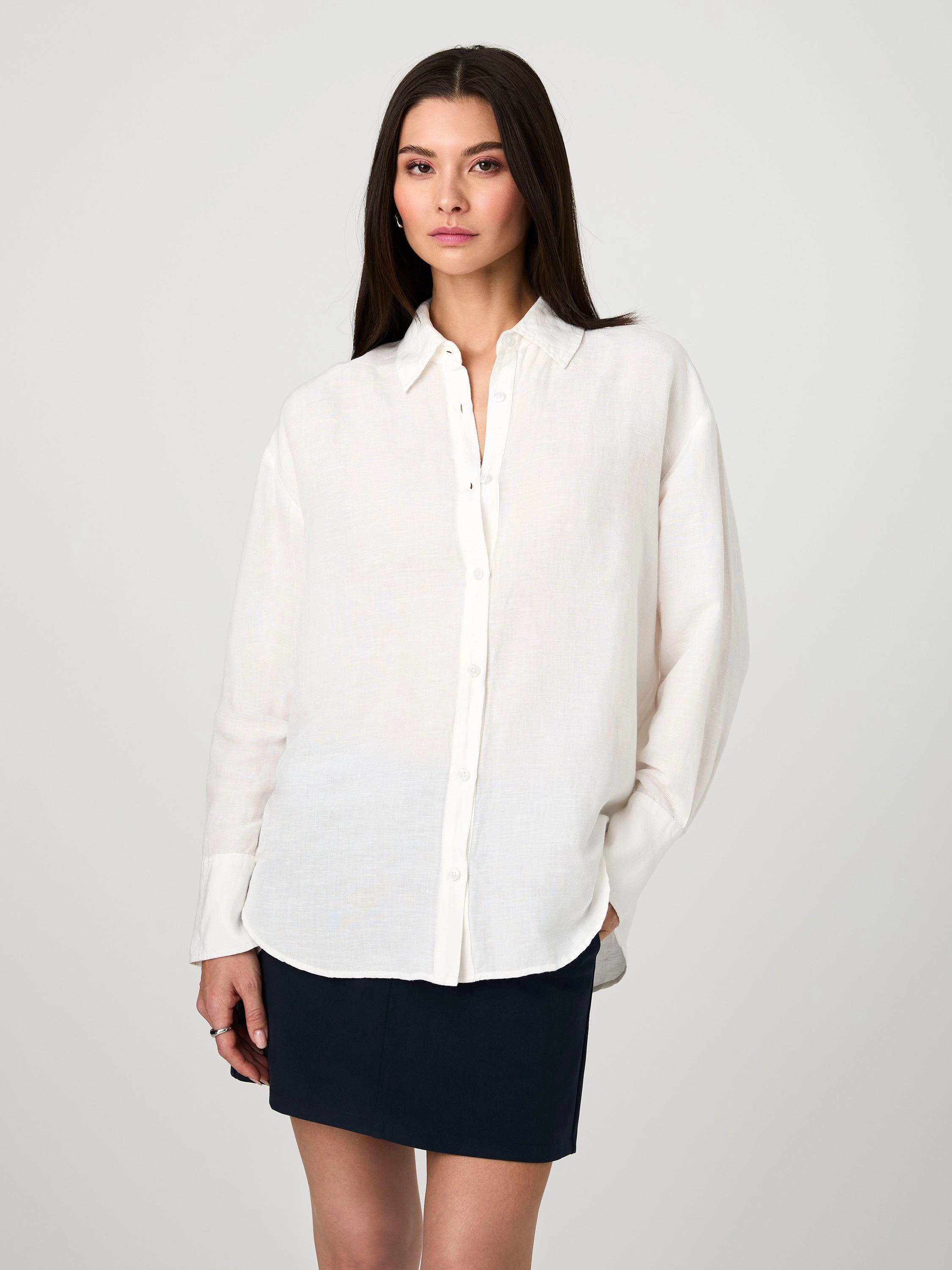 Vibrant Tone Birdie Linen Oversized Shirt