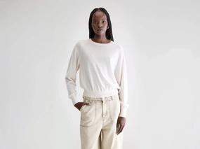 Layer Option Chunky Cable Pattern Delen classic crewneck sweater (252 / W / IVORY)