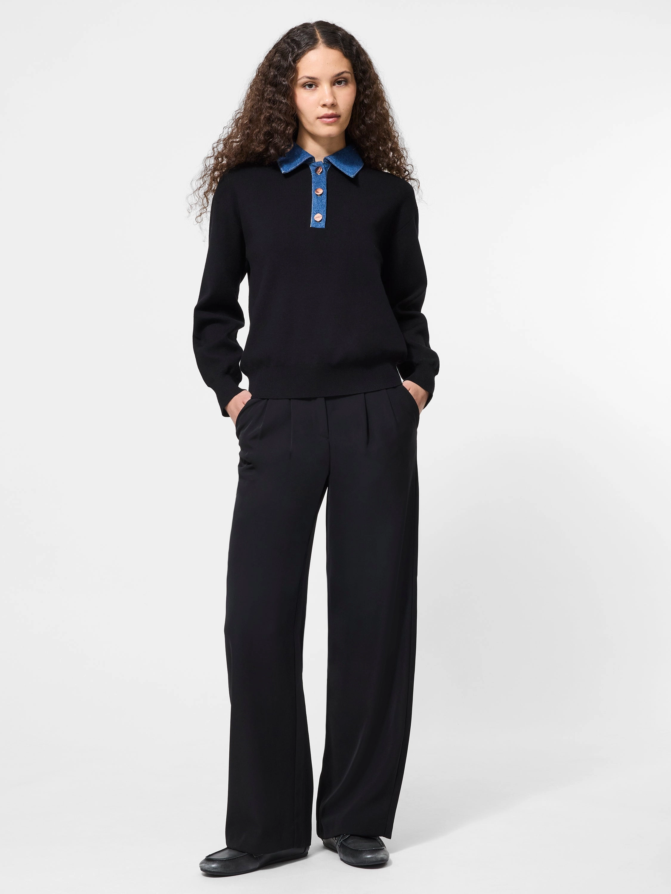 Work Day Denim Collar Sweater